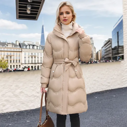 Fashionable temperament cotton jacket women's mid to long style