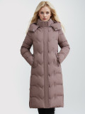 Down and cotton jacket, women's long length, knee length, plus size, thick cotton coat jacket