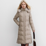 Down and cotton jacket, women's long length, knee length, plus size, thick cotton coat jacket
