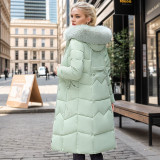 Cotton women's long and thick thick fur collar jacket