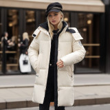 Mid to long length cotton jacket with autumn and winter thick coat and hood