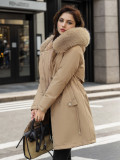 Cotton jacket, medium to long, with a large fur collar and plush lining to overcome the challenge of outerwear