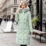Cotton women's long and thick thick fur collar jacket
