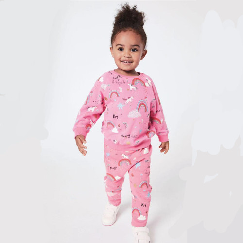 Children's round neck sweatshirt and pants set, girls' two-piece set