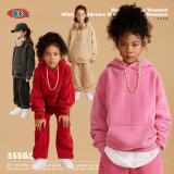Children's hoodie washed with water, hooded and flannel hoodie