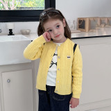 Twisted flower sweater, heart knitted cardigan jacket