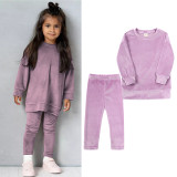 Golden Velvet Sports Set, Children's Hoodie and Pants Two Piece Set YP47466