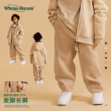 Velvet 355G solid color children's sports pants, boys' casual pants