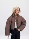 Short cotton jacket, women's standing collar, thickened warm cotton jacket