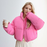 Short cotton jacket, women's standing collar, thickened warm cotton jacket