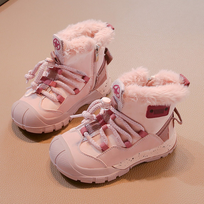Children's cotton shoes, outdoor sports shoes with added fleece