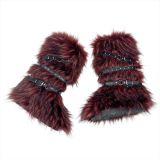 Sexy high top snow boots with cross belt buckle, fur fur fur boots