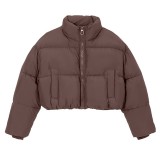 Short cotton jacket, women's standing collar, thickened warm cotton jacket