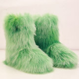 Tie dye inner height increasing snow boots for women, 5cm thick fur boots