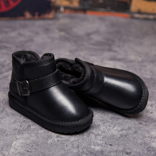 Short boots with fleece, children's cotton shoes, snow boots