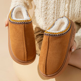 Thick soled slip resistant warm cotton slippers for women