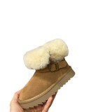 Fur integrated snow boots, children's thick and warm cotton boots
