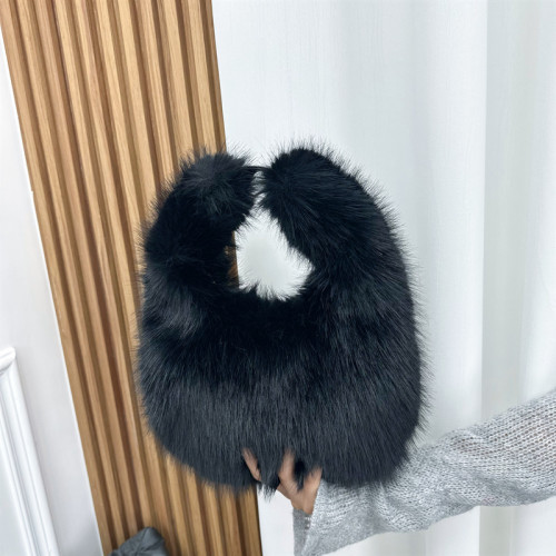 Fur bag imitating fox fur handbag