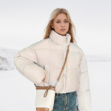 Short cotton jacket, women's standing collar, thickened warm cotton jacket