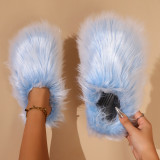 Plush fringe versatile color commuting fur slippers