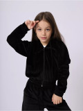 Autumn and Winter Girls' Sports Hat Velvet Set Casual Hoodie Two Piece Set