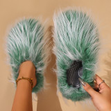 Plush fringe versatile color commuting fur slippers