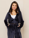 Women's fashion casual two-piece zipper open top velvet hoodie