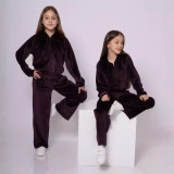 Autumn and Winter Girls' Sports Hat Velvet Set Casual Hoodie Two Piece Set