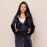 Women's fashion casual two-piece zipper open top velvet hoodie