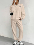Women's jacquard long sleeved casual round neck sweatshirt and pants set