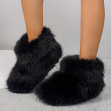 Short tube fur snow boots, hairy women's boots
