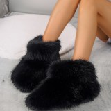 Short tube fur snow boots, hairy women's boots