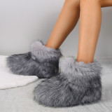 Short tube fur snow boots, hairy women's boots