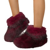 Short tube fur snow boots, hairy women's boots