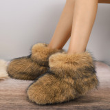 Short tube fur snow boots, hairy women's boots