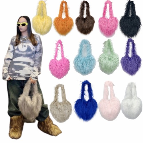 Beach wool fur bag heart-shaped crossbody bag shoulder bag