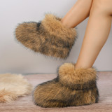 Short tube fur snow boots, hairy women's boots
