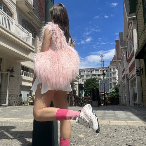 Beach wool fur bag heart-shaped crossbody bag shoulder bag
