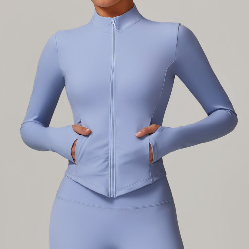 Stand up yoga suit with fleece jacket for women 8924