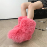 Mid Calf Fluffy Luxury Real Fox And Raccoon Fur Boots  Warm Winter Boots for Women