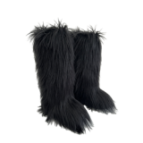 Long Women Furry Boots Winter Knee Length Keep Warm Ladies Snow Boots