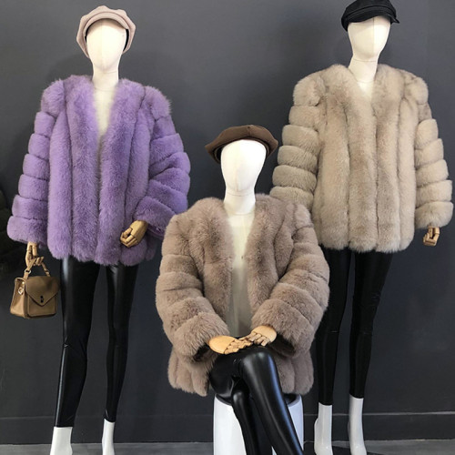 Mid Length Natural Fox Fur Coat Fur Jacket The Most Popular Real Fur Coat
