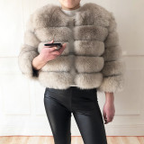 New Fashion Winter Ladies Genuine Nature Fur Overcoat Women Real Fox Fur Coat