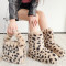 Khaki leopard print shoe bag set
