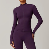 Stand up zipper yoga suit women's coat windproof slim fit warm top sports running coat 7755