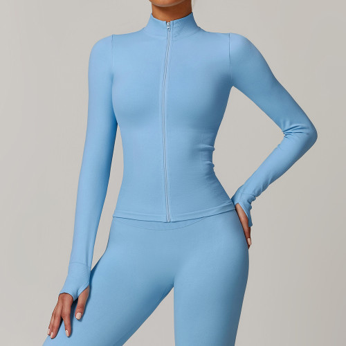 Stand up zipper yoga suit women's coat windproof slim fit warm top sports running coat 7755
