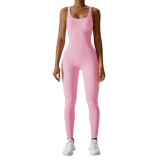 Seamless jumpsuit yoga outfit with stretch and tight fit 6848