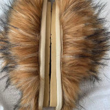 Fur Slippers Women Round Toe Raccoon Fur Woman Shoes