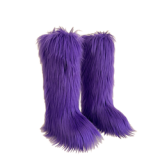 Long Women Furry Boots Winter Knee Length Keep Warm Ladies Snow Boots