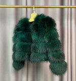 Winter Women's Warm Real Fur Coat Short Casual Long Sleeve Natural Color Raccoon Fur Coat